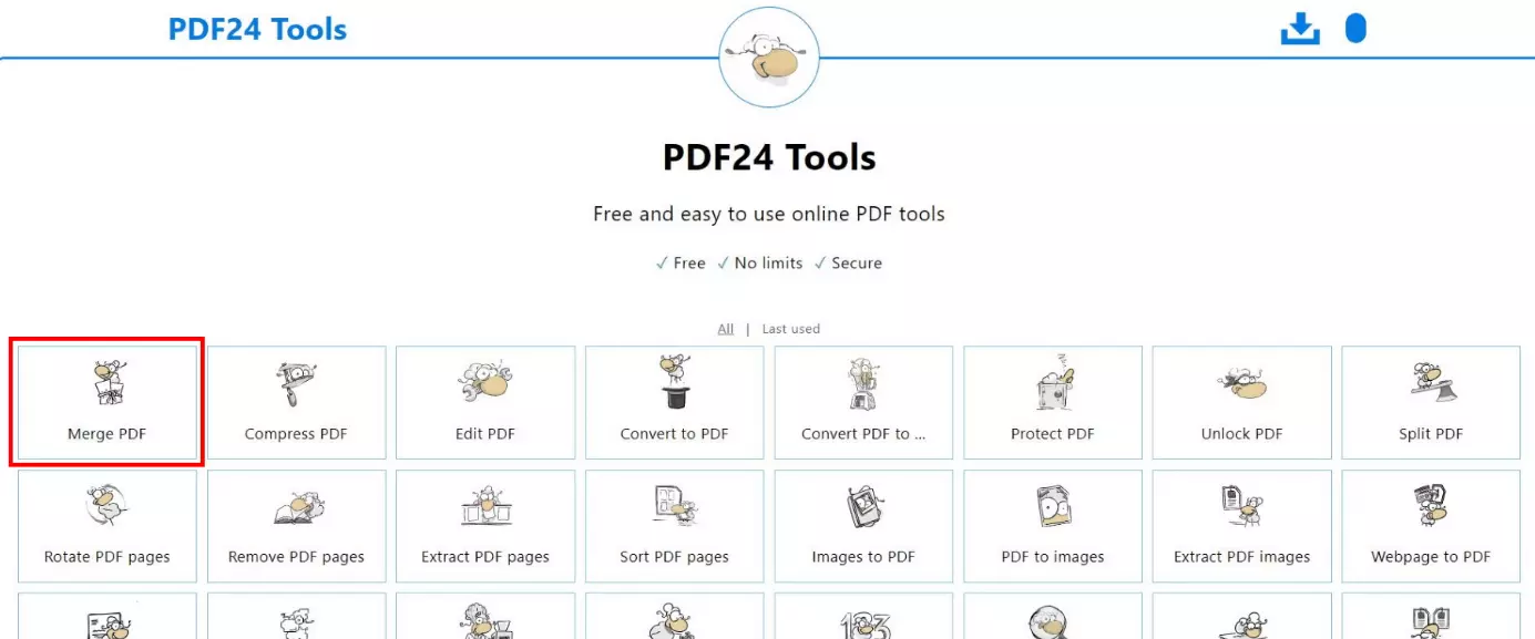 Panoramica delle funzioni di PDF24 Tools