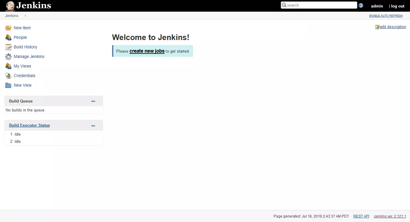 Interfaccia web di Jenkins