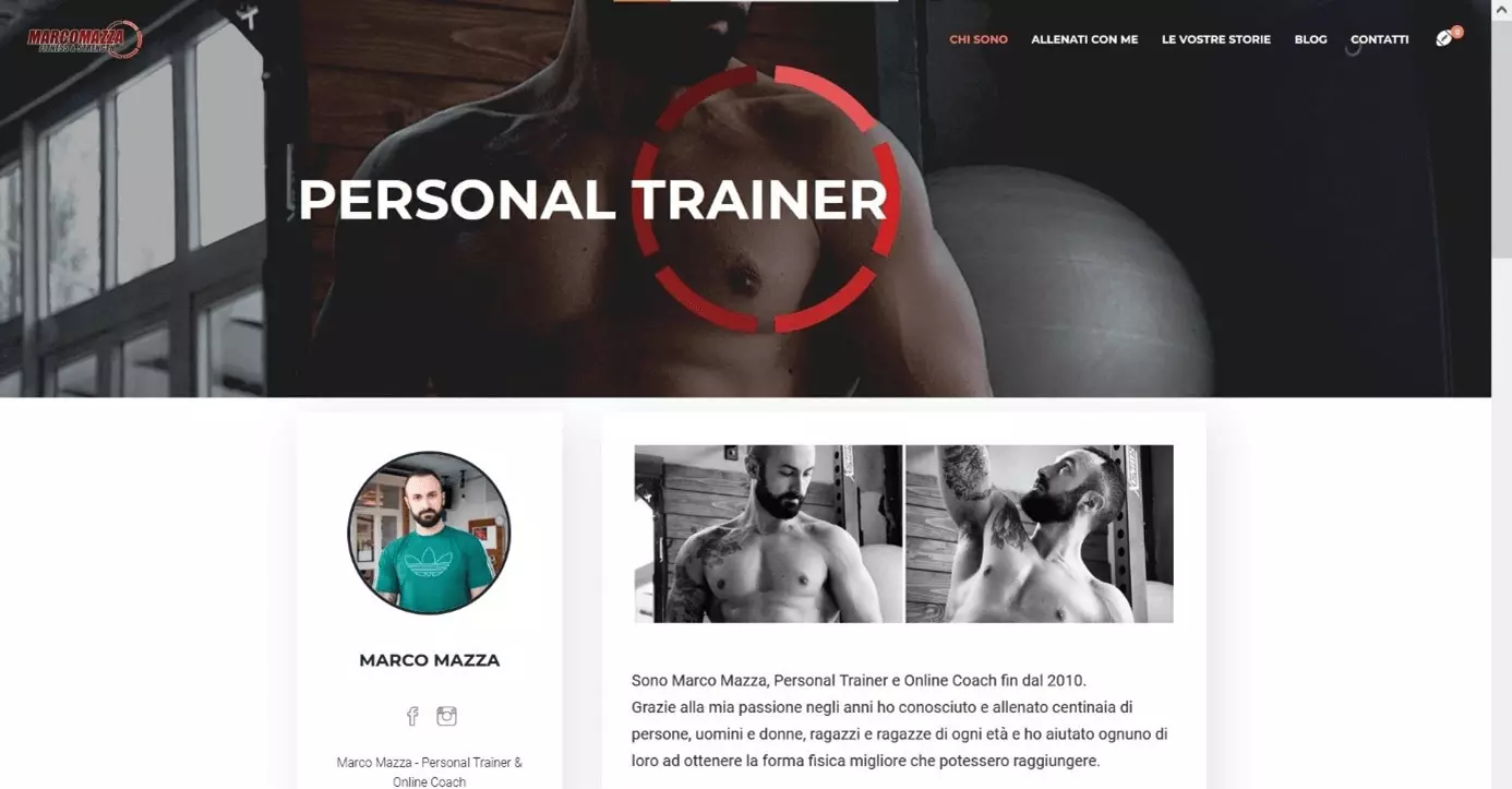 Pagina “Chi sono” del personal trainer Marco Mazza