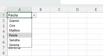 Elenco a discesa in Excel