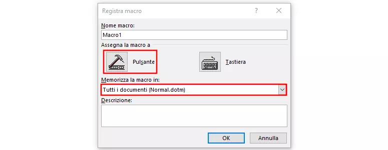 Menu “Registra Macro” in Word