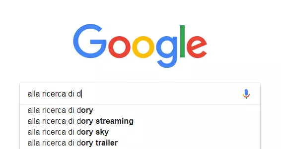 Screenshot della funzione di auto-suggest di Google