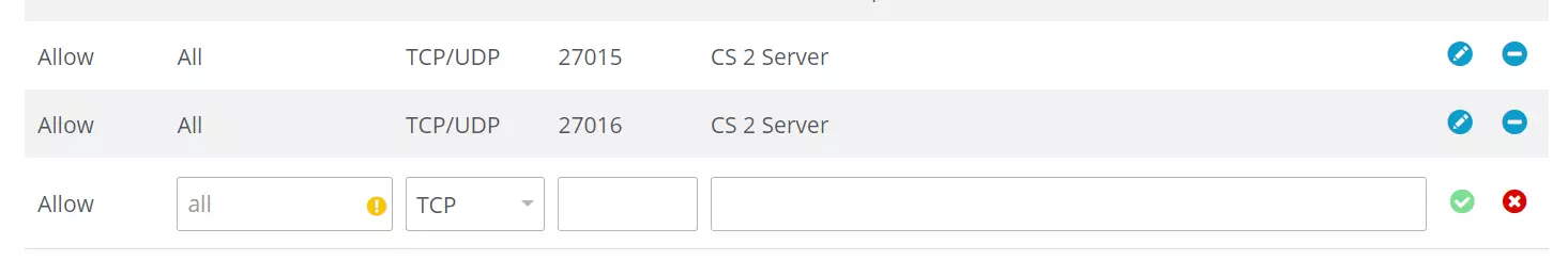 Area cliente IONOS: abilitazione della porta per il server CS2