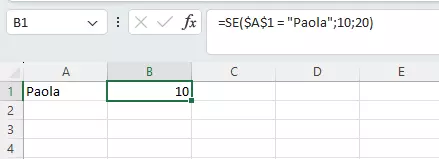 Funzione SE in Excel con lista di selezione