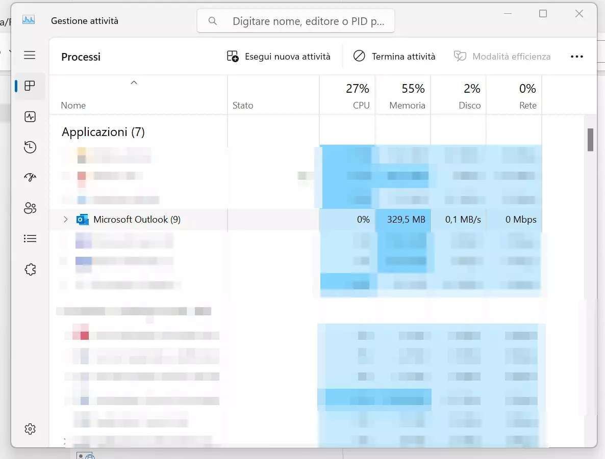 Chiudere Outlook dalla Gestione atttività