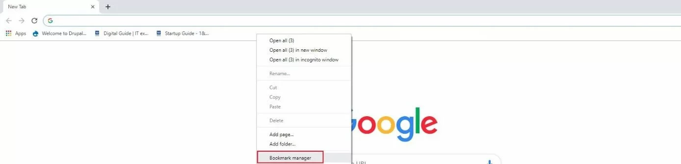 Chrome: menu rapido della barra dei preferiti