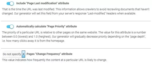 Il generatore del sito web XML-Sitemaps.com: opzioni degli attributi XML opzionali