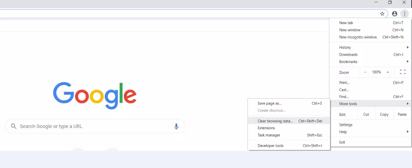 Google Chrome Desktop: menu dell'icona a tre punti