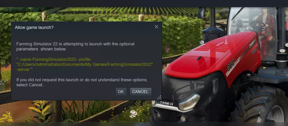 Abilitare il tipo di gioco FS22 in Steam