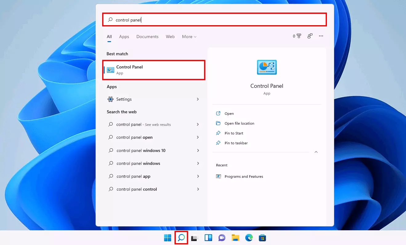 Windows 11: cercare “Pannello di controllo”