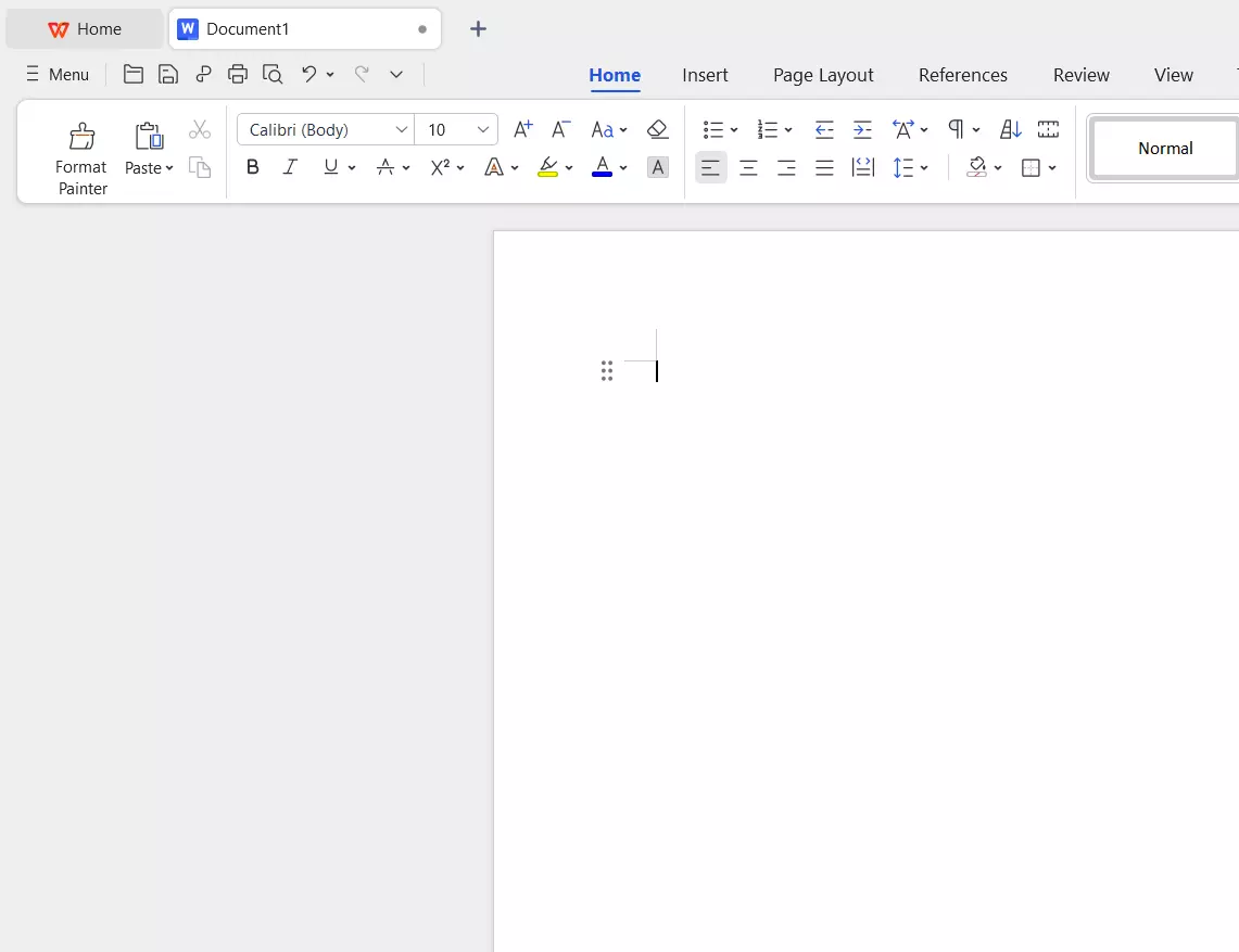 Interfaccia utente di WPS Office in inglese