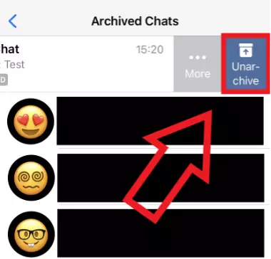 Screenshot di un iPhone che mostra l’opzione “Estrai dall’articolo” su una chat di WhatsApp archiviata