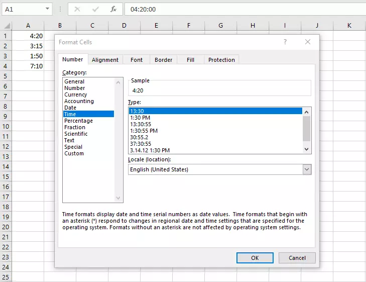 Menu per la formattazione delle celle in Excel