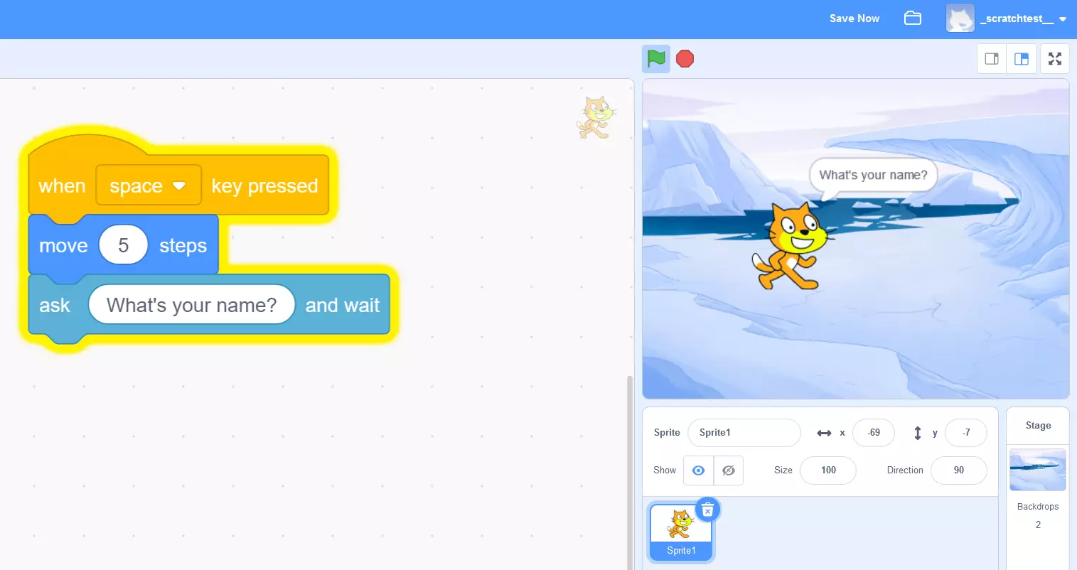 Apprendre le Scratch : incorporer des scripts et les tester