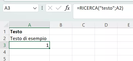 Cercare un “testo” specifico con RICERCA di Excel