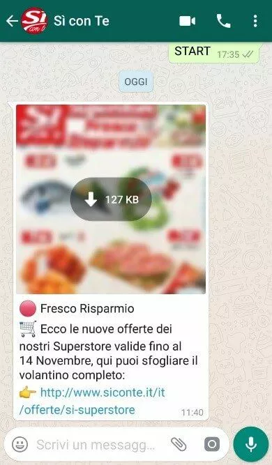 Screenshot della newsletter su WhatsApp di Sì con Te