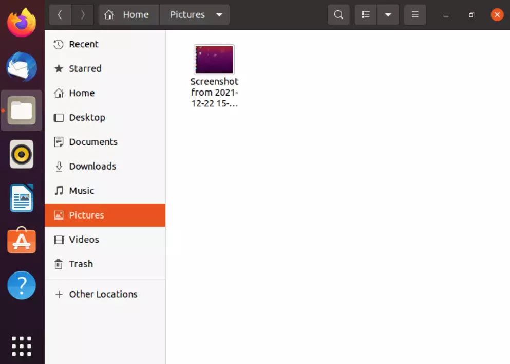 Cartella di immagini o foto contenente uno screenshot su Ubuntu