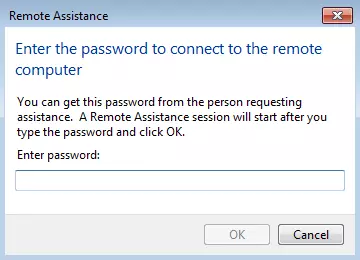 Finestra di dialogo di Windows in inglese con la richiesta di digitare la password nel campo testuale