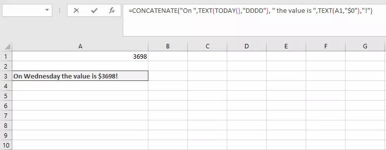 Combinazione di CONCATENA e TESTO