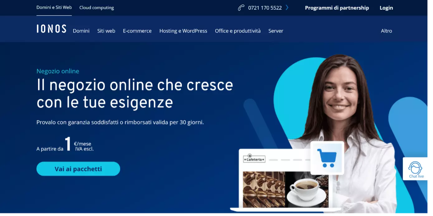 Screenshot della soluzione e-commerce di IONOS