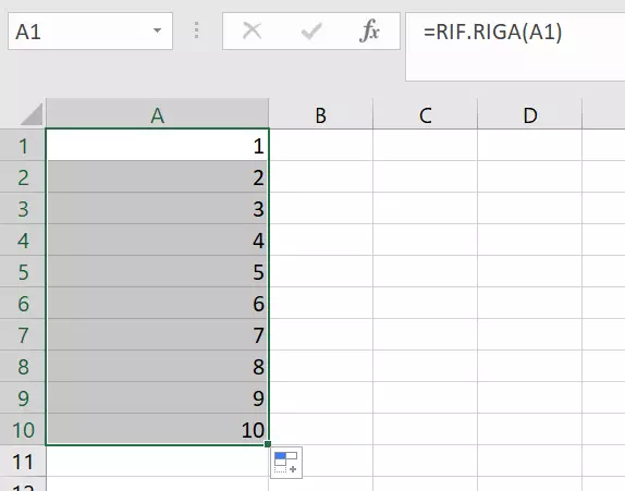 -La funzione RIF.RIGA numera automaticamente