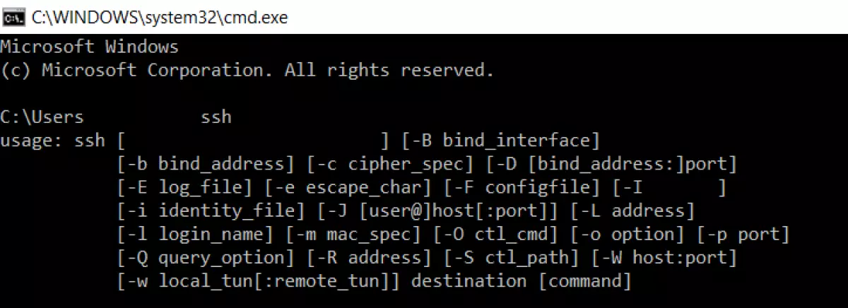 SSH Usage Guide nella finestra di dialogo Esegui