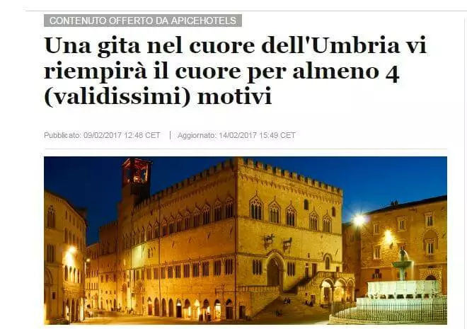 Screenshot di una forma di Advertorial su Huffington Post