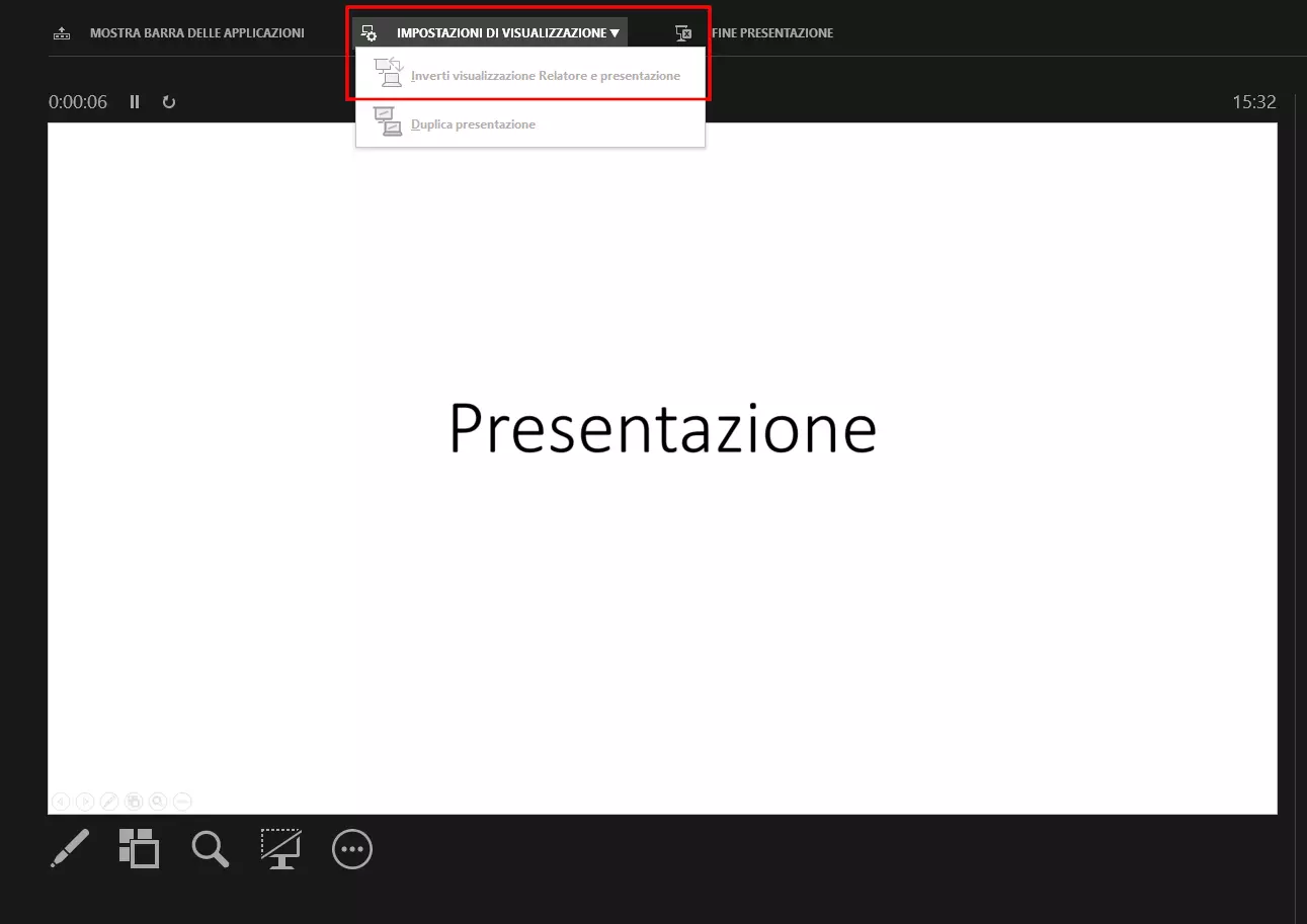 Inverti visualizzazione Relatore e presentazione in PowerPoint