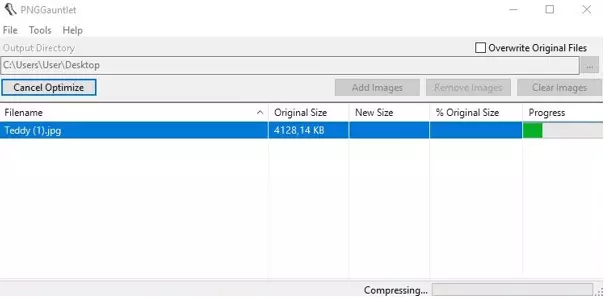 Comprimere foto con PNGGauntlet