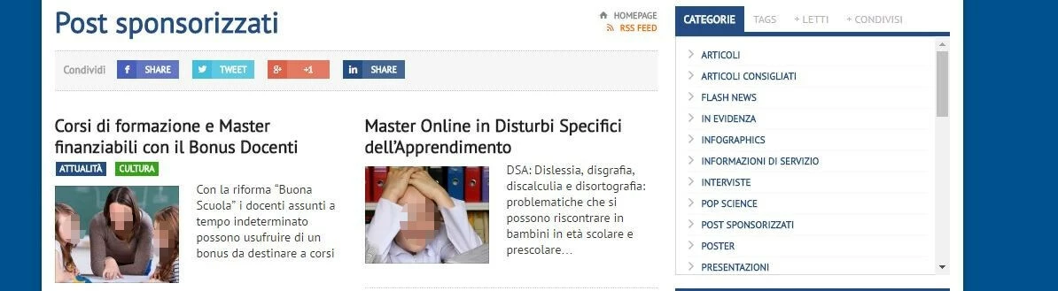 Screenshot dei post sponsorizzati su State of Mind