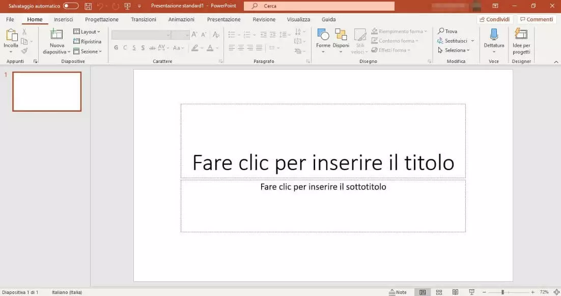 PowerPoint: cliccare su “File” per visualizzare la funzione “Esporta”