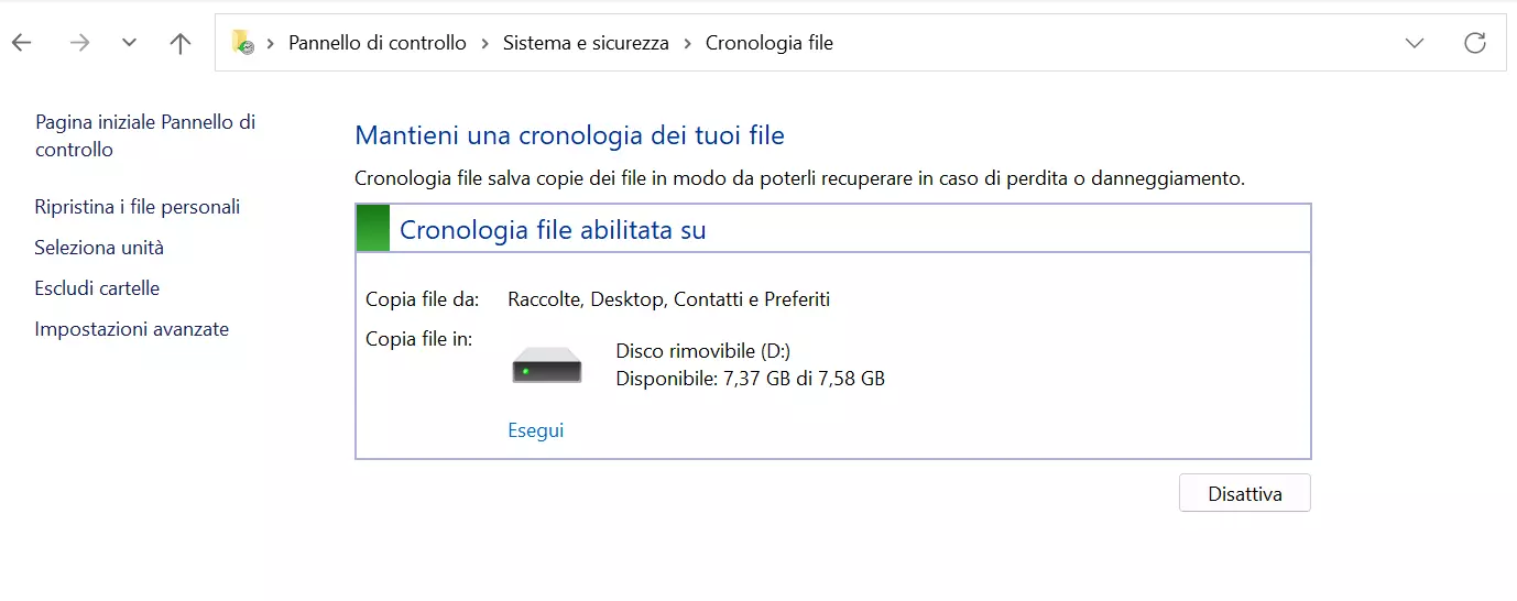 Cronologia file di Windows 11