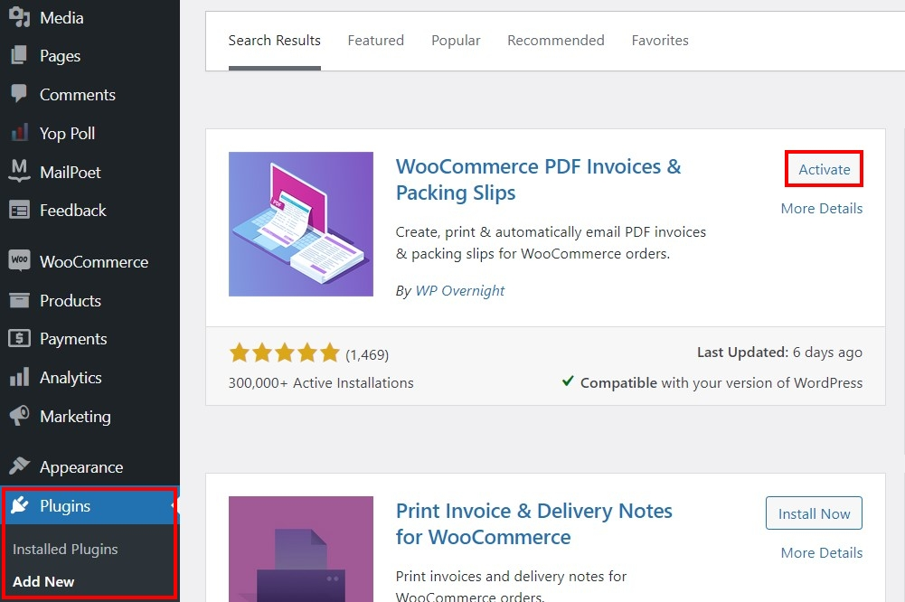 WooCommerce: installare e attivare un plugin di fatturazione