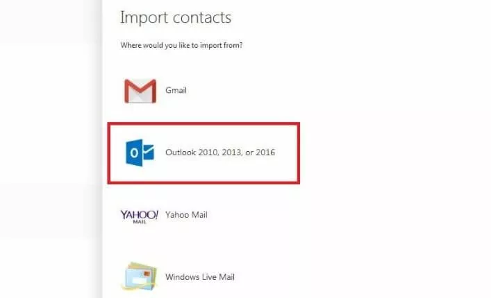 Importare contatti in Outlook sul Web