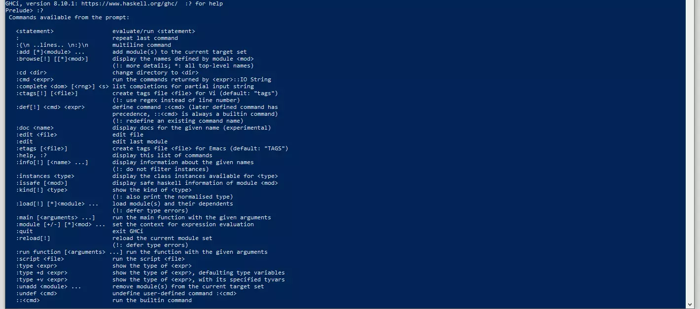 Tutorial Haskell: panoramica dei comandi ghci 