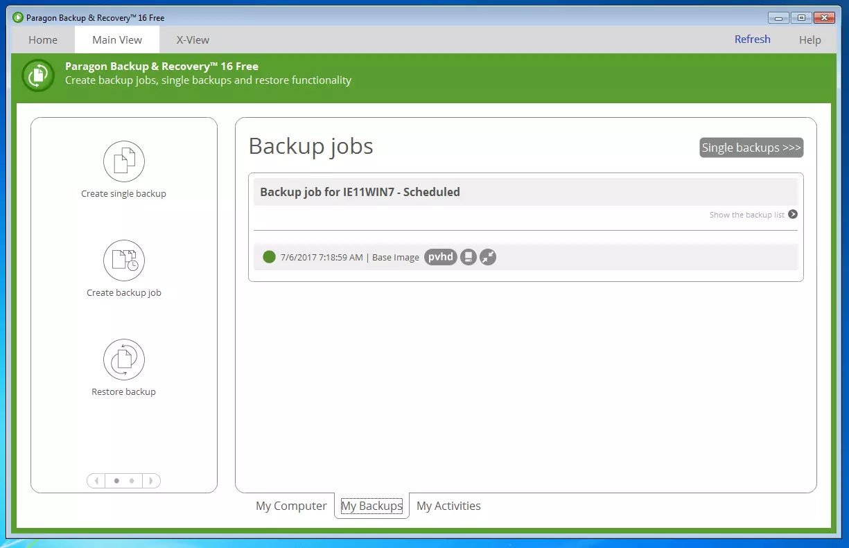 Paragon Backup & Recovery 16 Free: panoramica di tutti i backup job