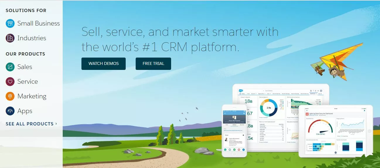 Homepage del fornitore di Saas Salesforce