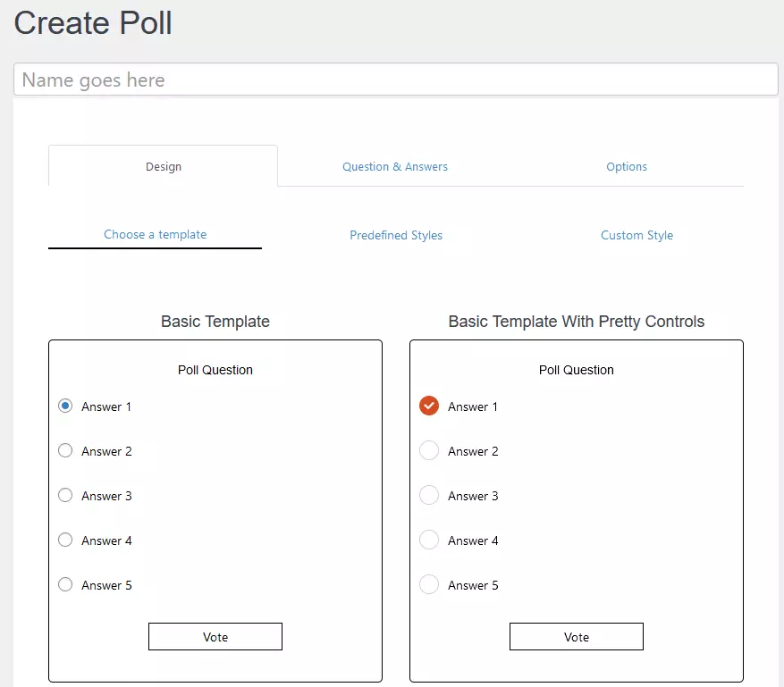 Opzioni di template di YOP Poll