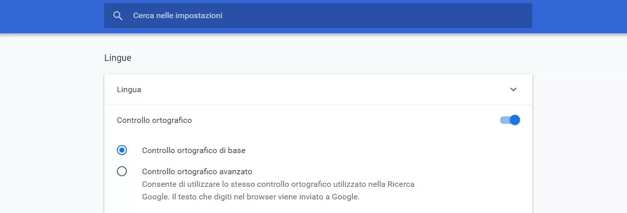 Attivazione del controllo ortografico di base in Google Chrome