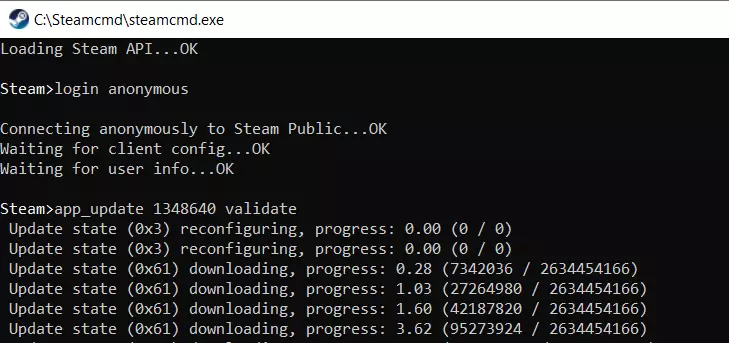 SteamCMD: installazione del server Frozen-Flame