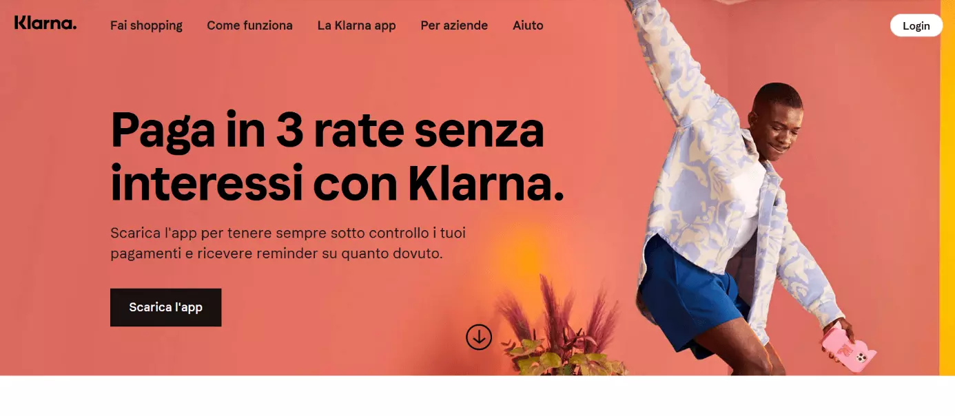 Pagina iniziale di Klarna