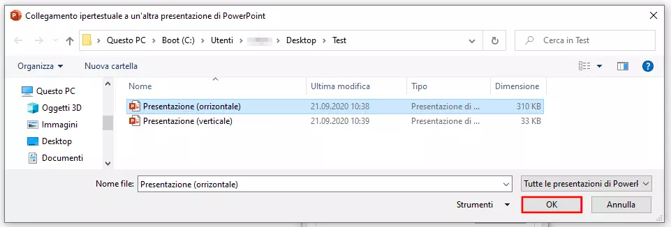 PowerPoint: “Collegamento ipertestuale ad un’altra presentazione di PowerPoint”