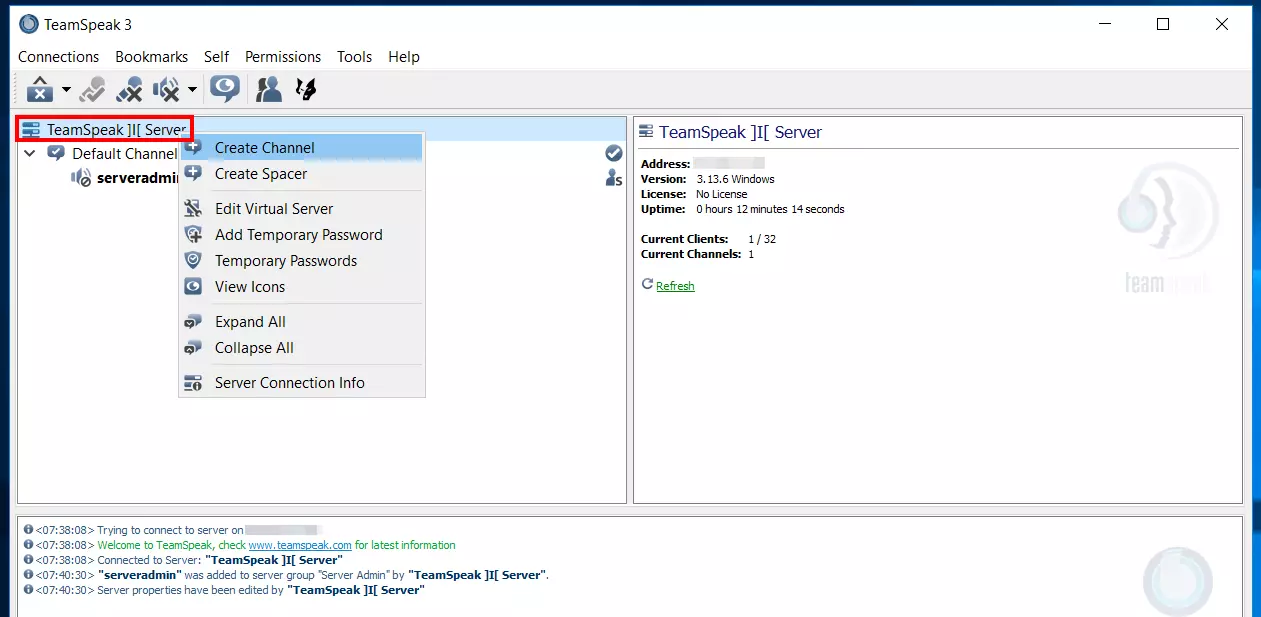 Server TeamSpeak: creare un canale