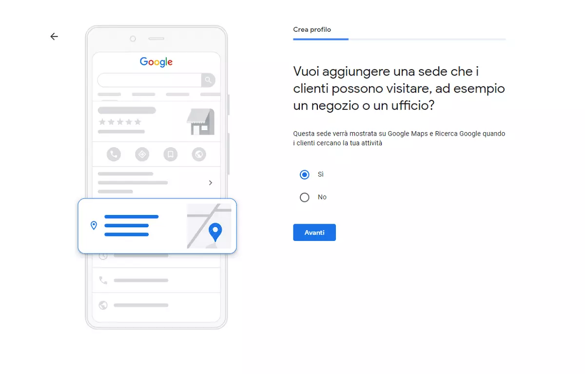 Registrarsi a Google My Business: aggiungere la sede