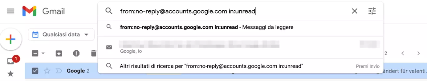 Ricerca in Gmail utilizzando più operatori di ricerca