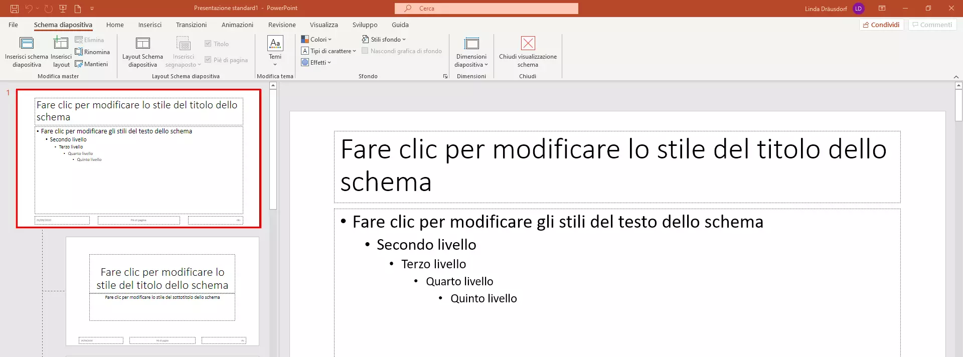 Diapositiva master come diapositiva principale in PowerPoint 365