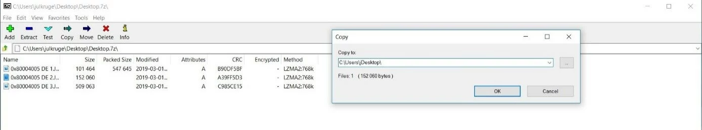 Estrazione di file con 7-Zip