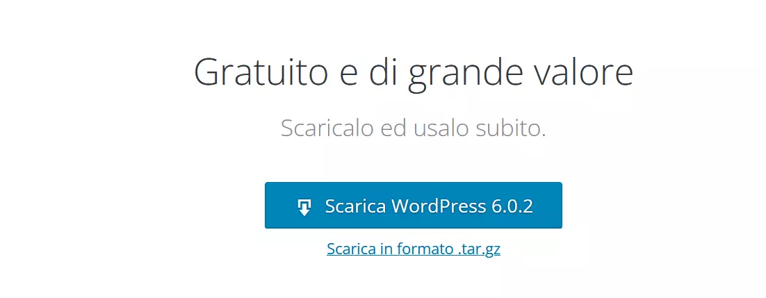 Screenshot del sito web di WordPress: “wordpress.org”