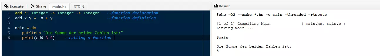 Conoscere Haskell: dichiarazione e definizione di una funzione 