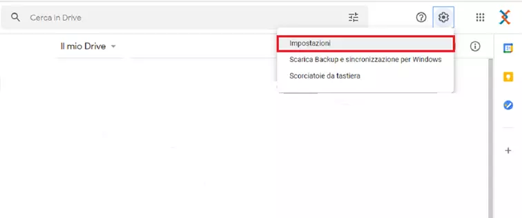 Voce di menu “Impostazioni” nel menu rapido di Chrome